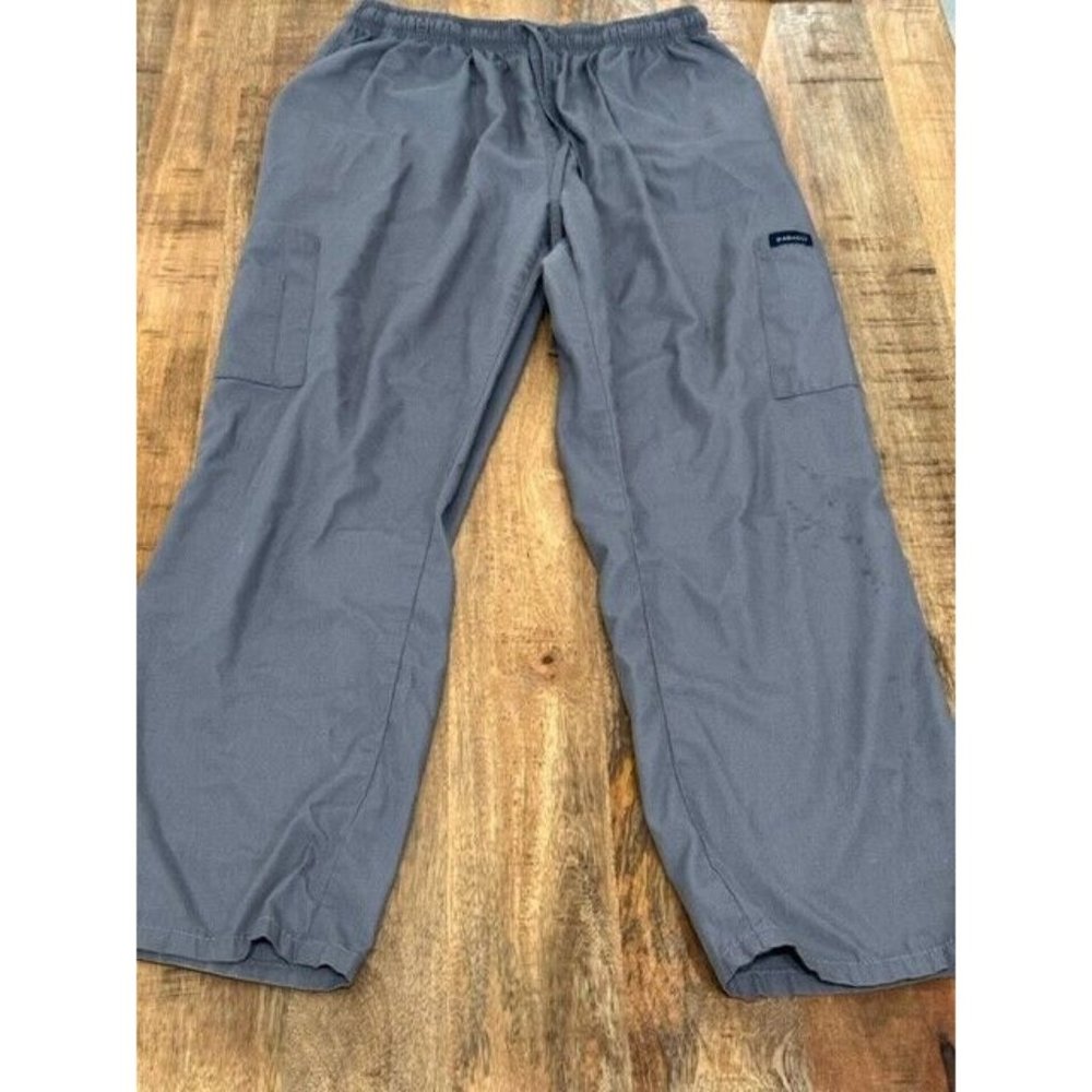 Dagacci Gray Scrub Pants Stretchy Drawstring L Large 6 Pockets Medical bottoms